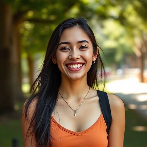 BRRetrato de uma jovem sorrindo em um parque em Belo Horizonte